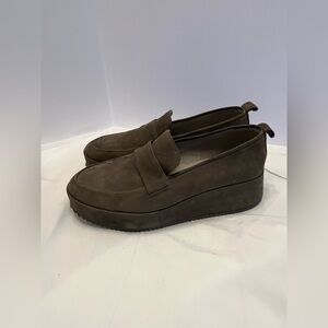 Eileen Fisher Grey Suede/nubuck Slip-On Platform Wedge Loafer Sz 8.5 EUC